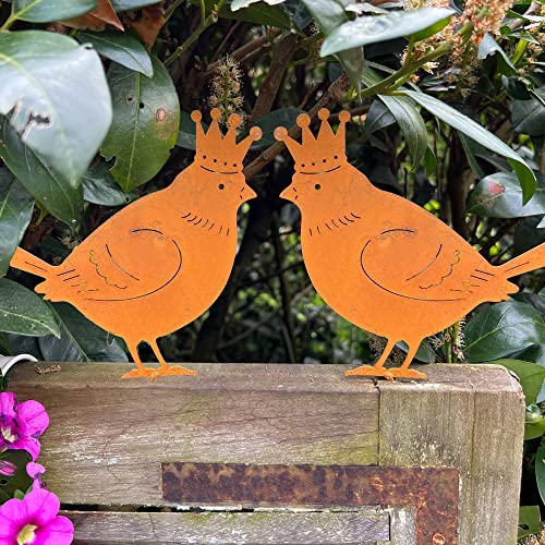 Storm's Gartenzaubereien Tierfigur Zaunkönig zum Schrauben groß 2er Set in Rostoptik 18cm als Zaundeko Gartendeko Rostdeko von Storm's Gartenzaubereien