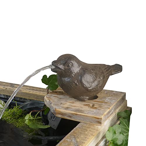 Storm's Gartenzaubereien Wasserspeier Vogel - Spatz mit Pumpe 2. Wahl Gusseisen Miniteich und Teiche von Storm's Gartenzaubereien