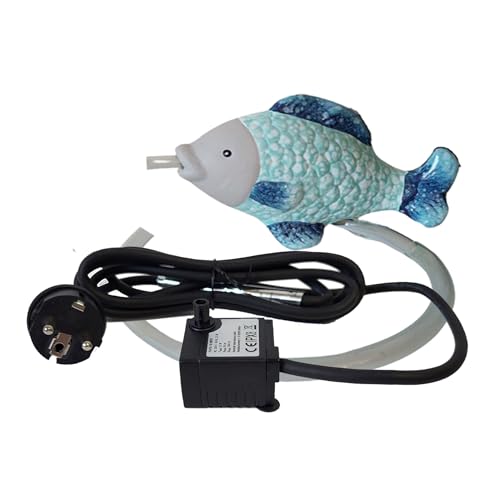Wasserspeier Fisch aus Keramik mit Pumpe 230V - für Miniteiche - Balkondeko - Wetterfest - Gartendeko -Teichzubehör - Wasserspeier Teich Fisch von Storm's Gartenzaubereien