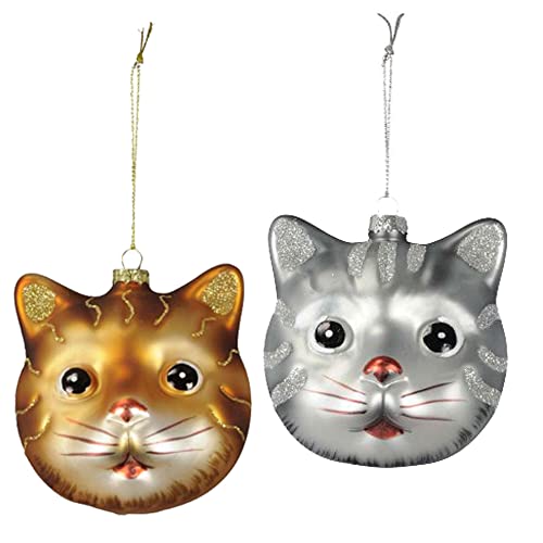 Weihnachtskugeln - Tannenbaumschmuck Katze 2er Set Silber - gelb aus Glas zum Aufhängen Weihnachtskugeln - Tannenbaumschmuck Katze 2er Set Silber - gelb aus Glas zum Aufhängen von Storm's Gartenzaubereien