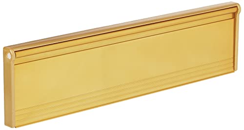 STORMGUARD 06SR0310000G Briefkasten-Abdeckung mit Bürste und Klappe für den Innen- oder Außenbereich, Goldfinish, Außenmaß 293 x 77 mm (Innenöffnung 254 mm x 40 mm) von Stormguard