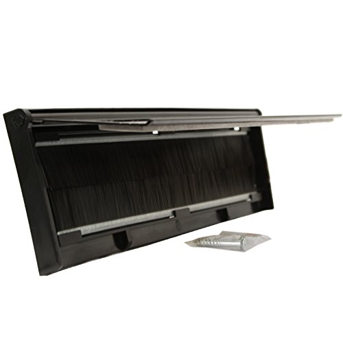 Stormguard 06SR0310000W Briefkasten-Bürstenetui für den Innenbereich aus Metall mit Deckel, schwarz, 293 x 77 mm von Stormguard