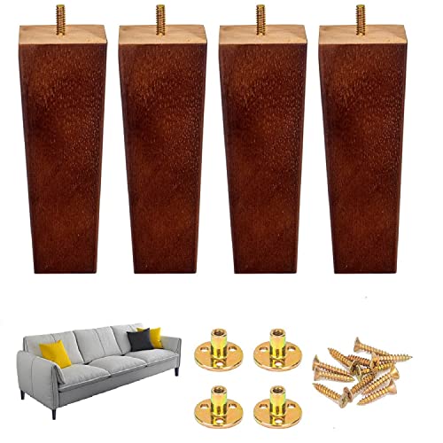 20 cm / 8 Zoll Holz Trapez Konisch Möbelbein 4er Set Mid-Century Holz Möbelfüße Ersatzbeine mit Montageplatte & Schrauben für Sofa Couch Schrank Stuhl Couchtisch Kommode - Walnuss von Stormshopping