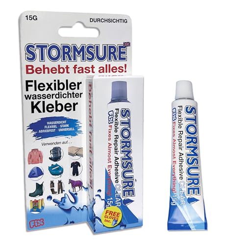 Sicher & Stark: Stormsure Flexibler Reparaturkleber 15g – Transparent, Ideal für Wasserdichte, Flexible und Langlebige Reparaturen von Stormsure