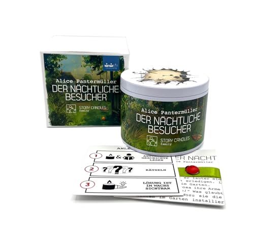 Story Candles Crime Kerzen mit Geschichten von namhaften Autoren Überraschungskerze Geschenk Neuheit (Alice Pantermüller - Der nächtliche Besucher) von Story Candles