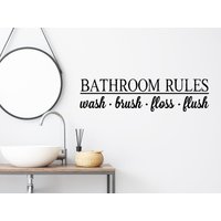 Badezimmer Regeln Waschen Pinsel Floss Flush Print | Wand-Decal-| Vinyl-Aufkleber Wandtattoo Wandaufkleber von StoryOfHomeDecals