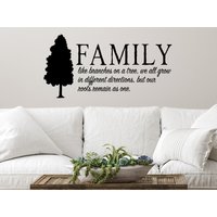 Familie Wie Zweige Auf Einem Baum Cursive | Wandtatzug Wohnzimmer Aufkleber Wandsticker Wand Dekor Familienzimmer Schriftzug von StoryOfHomeDecals