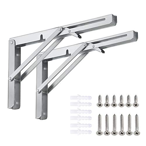 Klappkonsole Schwerlast 400mm, 2 Stück Edelstahl Klappkonsolen Klappkonsole tisch Klappregalhalterungen für Bänke und Regale, Klappträger Regalträger Platzsparende DIY-Halterung, Tragkraft:80kg von Storystore