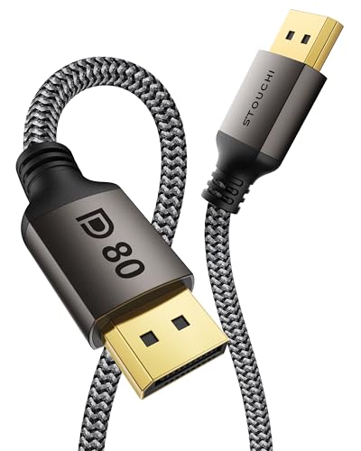 Stouchi DisplayPort Kabel 2.1 2M | VESA Zertifiziert | 80 Gbit/s [16K@60Hz | 8K@240Hz | 4K@540Hz] HDR, HDCP, DSC 1.2a, FreeSync, G-Sync | DP 2.1 Kabel für Gaming-Monitore, RTX 5090, RX 9070 von Stouchi