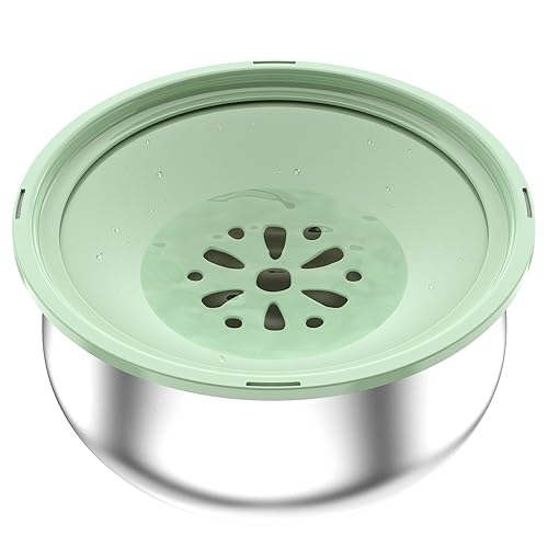 Stouchi Wassernapf für Hunde, Kein Verschütten Edelstahl Wassernapf für Hunde,Große Kapazität Hundenäpfe, Langsame Trinkwasserspender, Anti-Rutsch getragene Reise Katzen,Grün von Stouchi