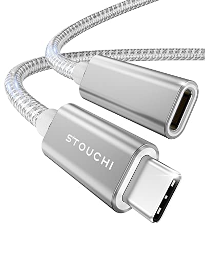 USB C Verlängerungskabel 1m (3,3ft),Stouchi USB Typ C Stecker auf Buchse USB 3.2(10 Gbit/s)100W Schnelllade-und Audio-Datenübertragungskabel Kompatibel für Pad mini 6,M1 M2 MacBok Pro,Pixel 7 Silber von Stouchi