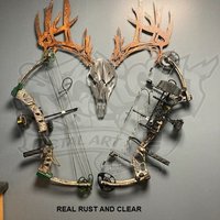 Metall Deer Skull Bogen Rack Handgefertigtes Bogenschießen Display Metall Deer Skull Bogen Rack Handgefertigtes Bogenschießen Display von StraightEdgeMetalArt