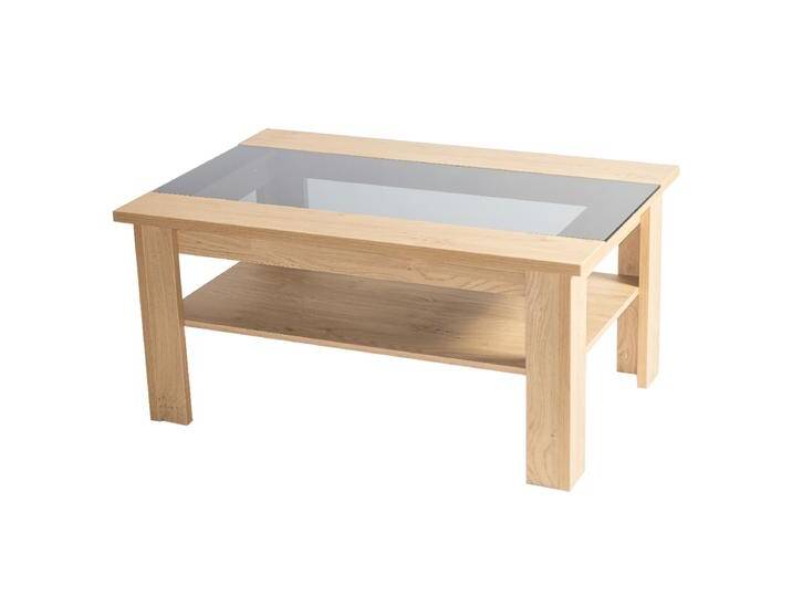 Stralsunder Couchtisch mit Ablageboden und rechteckigem grau getöntem Glaseinsatz in der Tischplatte Dekorausführung und Tischhöhe wählbar Stralsunder Couchtisch mit Ablageboden und rechteckigem grau getöntem Glaseinsatz in der Tischplatte Dekorausführung und Tischhöhe wählbar von Stralsunder-Möbelwerke