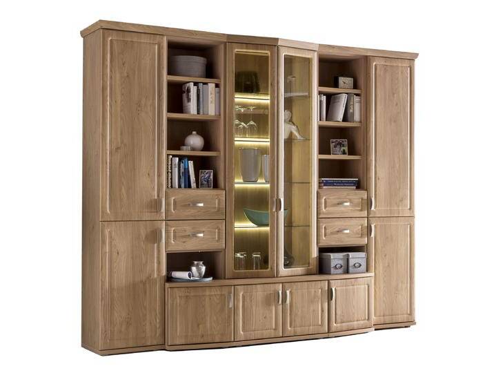 Stralsunder Jasmund Wohnwand EB25501 mit viel Stauraum und Vitrinenteil in der Mitte für Ihr Wohnzimmer Dekorausführung für Korpus und Front wählbar Stralsunder Jasmund Wohnwand EB25501 mit viel Stauraum und Vitrinenteil in der Mitte für Ihr Wohnzimmer Dekorausführung für Korpus und Front wählbar von Stralsunder-Möbelwerke