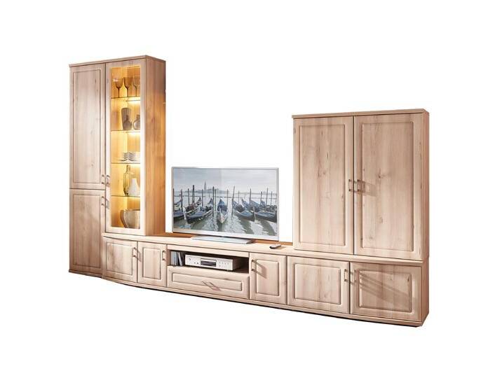 Stralsunder Jasmund Wohnwand EB31505 sechsteilig mit Vitrine Lowboard und Aufsatzschrank Dekorausführung Rückwandspiegel und Beleuchtung wählbar Stralsunder Jasmund Wohnwand EB31505 sechsteilig mit Vitrine Lowboard und Aufsatzschrank Dekorausführung Rückwandspiegel und Beleuchtung wählbar von Stralsunder-Möbelwerke