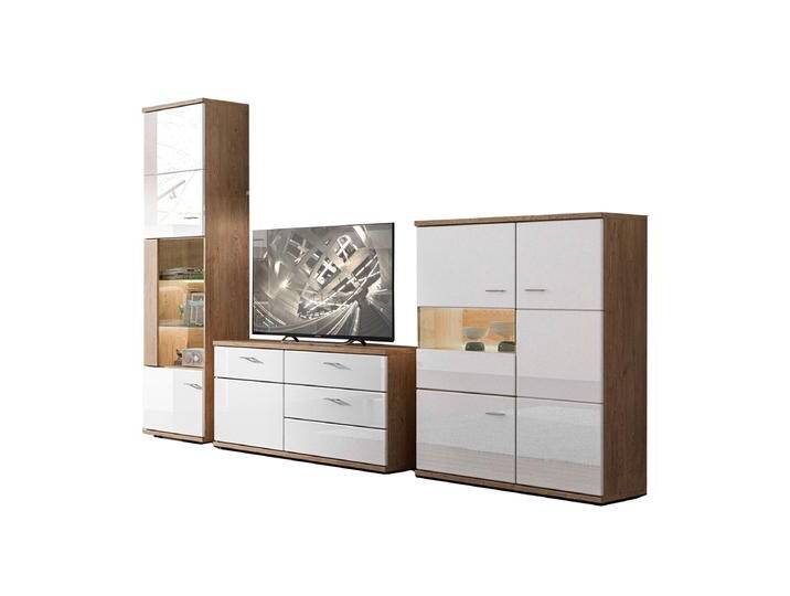 Stralsunder Largo Wohnwand EB33001 fünfteilig mit Vitrine Lowboard und Highboard für Ihr Wohnzimmer Wandboard Beleuchtung und Dekorausführung wählbar Stralsunder Largo Wohnwand EB33001 fünfteilig mit Vitrine Lowboard und Highboard für Ihr Wohnzimmer Wandboard Beleuchtung und Dekorausführung wählbar von Stralsunder-Möbelwerke