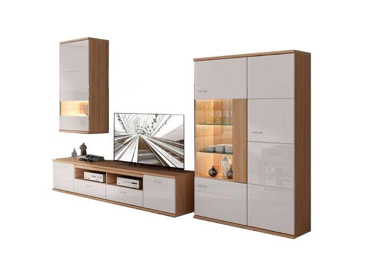 Stralsunder Largo Wohnwand EB33006 sechsteilig mit Hängevitrine Lowboard und Highboard Wandboard Beleuchtung und Dekorausführung wählbar Stralsunder Largo Wohnwand EB33006 sechsteilig mit Hängevitrine Lowboard und Highboard Wandboard Beleuchtung und Dekorausführung wählbar von Stralsunder-Möbelwerke