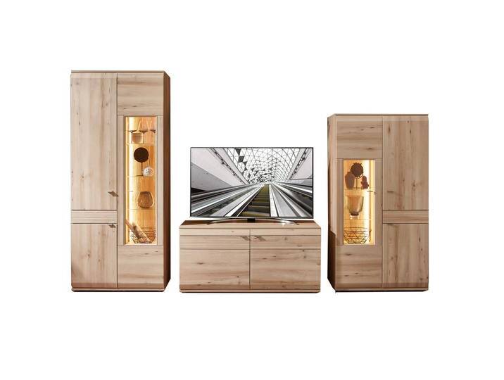 Stralsunder Mira 5-teilige Wohnwand Kombination EB34502 Dekorausführung einfarbig oder zweifarbig wählbar Beleuchtung optional gegen Aufpreis von Stralsunder-Möbelwerke