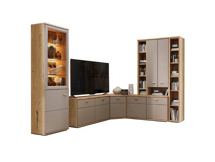 Stralsunder Vilm Eck-Wohnwandkombi EBE272-22701 Korpus in Risseiche Nachbildung mit Fronten in Grau matt Stellmaß ca. 272 x 227 cm Stralsunder Vilm Eck-Wohnwandkombi EBE272-22701 Korpus in Risseiche Nachbildung mit Fronten in Grau matt Stellmaß ca. 272 x 227 cm von Stralsunder-Möbelwerke