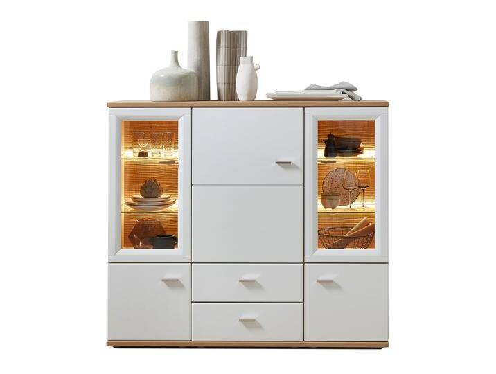 Stralsunder Vilm Highboard B15071 Highboardkombination in Wildeiche Nachbildung mit Fronten in Tonweiß matt Beleuchtung gegen Aufpreis Stralsunder Vilm Highboard B15071 Highboardkombination in Wildeiche Nachbildung mit Fronten in Tonweiß matt Beleuchtung gegen Aufpreis von Stralsunder-Möbelwerke