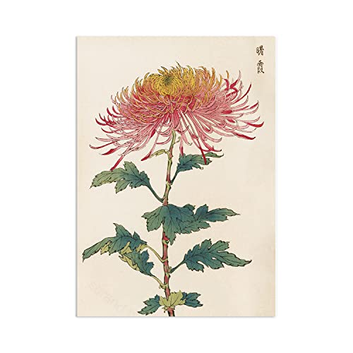 Japanische Kunst – Wanddekor Poster Ukiyo-e Chrysanthemen Blume Woodblock Druck (ungerahmt) von Strand Clothing