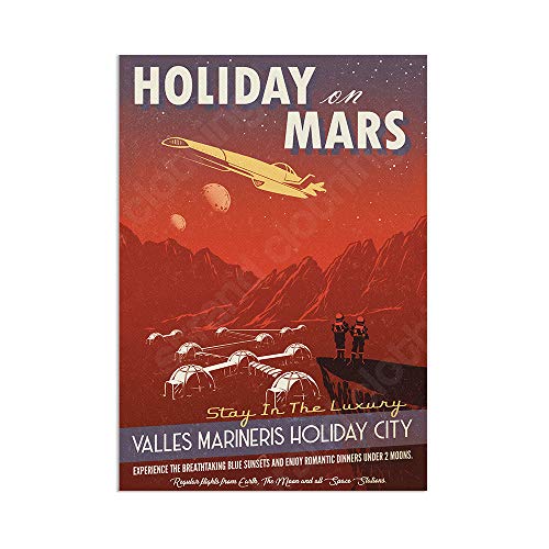Visit Mars Science Space Kunstdruck - Vintage Sci-Fi Retro Reise Poster A3 von Strand Clothing