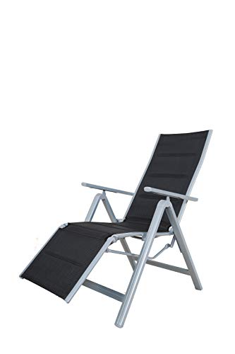 Strandgut Aluminium gepolsteter Liegestuhl Liegesessel Campingliege 8fach verstellbar grau/schwarz von Strandgut