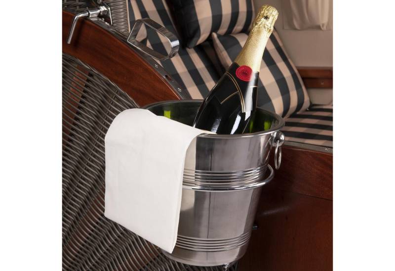 Strandkorb Hanse Strandkorb-Flaschenhalter Strandkorb Hanse Champagnerkühler mit Halterung aus Edelstahl, (2-St), Tragbar, Edelstahl, Rostfrei von Strandkorb Hanse