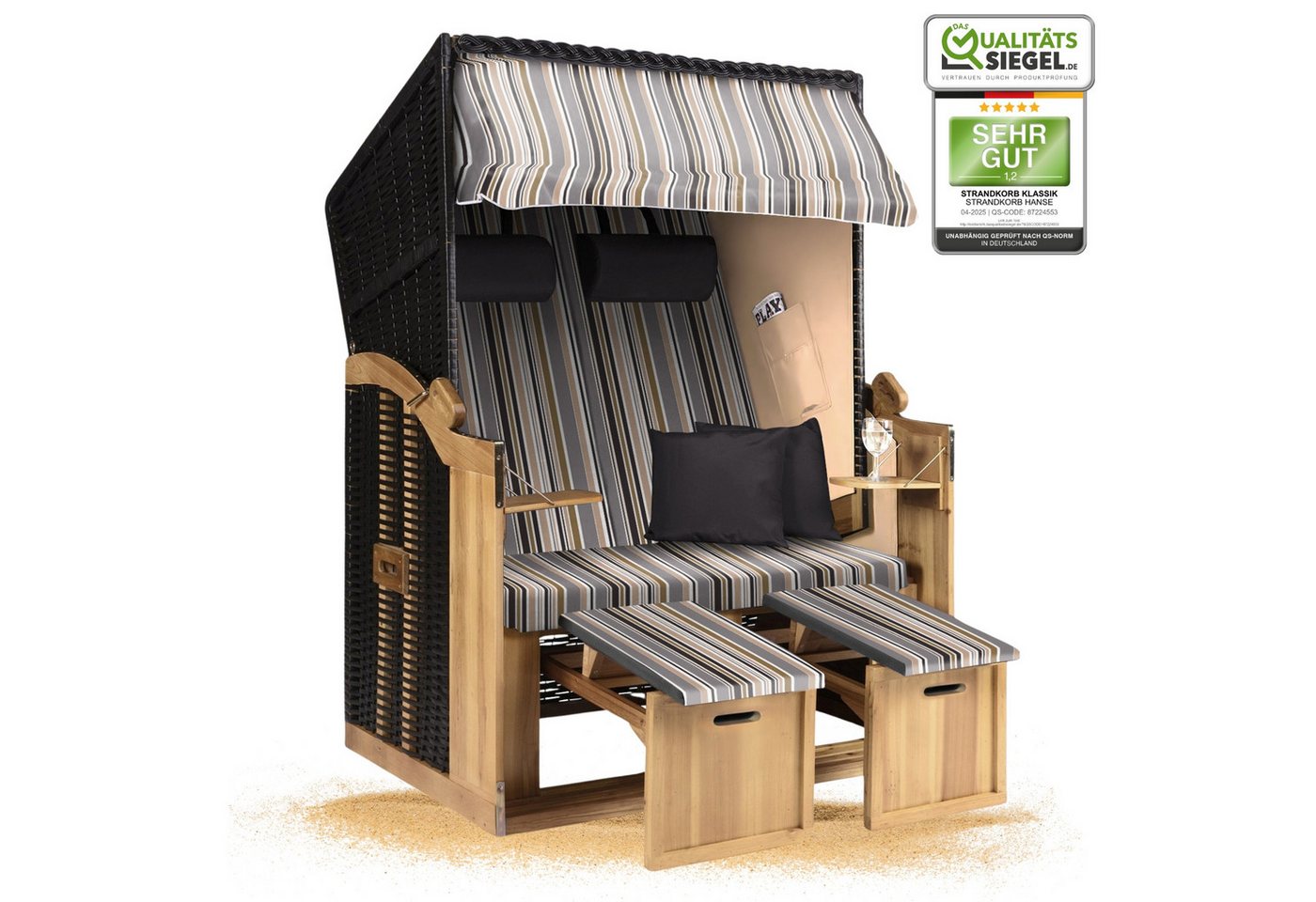 Strandkorb Hanse Strandkorb Strandkorb 2-Sitzer Ostsee Volllieger Beige Anthrazit, BxTxH: 120x80x160 cm, Ostsee Volllieger, Ostsee 2-Sitzer Modell 2025, Stabiles Wacholder mit handgefertigtem Polyrattangeflecht Strandkorb Hanse Strandkorb Strandkorb 2-Sitzer Ostsee Volllieger Beige Anthrazit, BxTxH: 120x80x160 cm, Ostsee Volllieger, Ostsee 2-Sitzer Modell 2025, Stabiles Wacholder mit handgefertigtem Polyrattangeflecht von Strandkorb Hanse