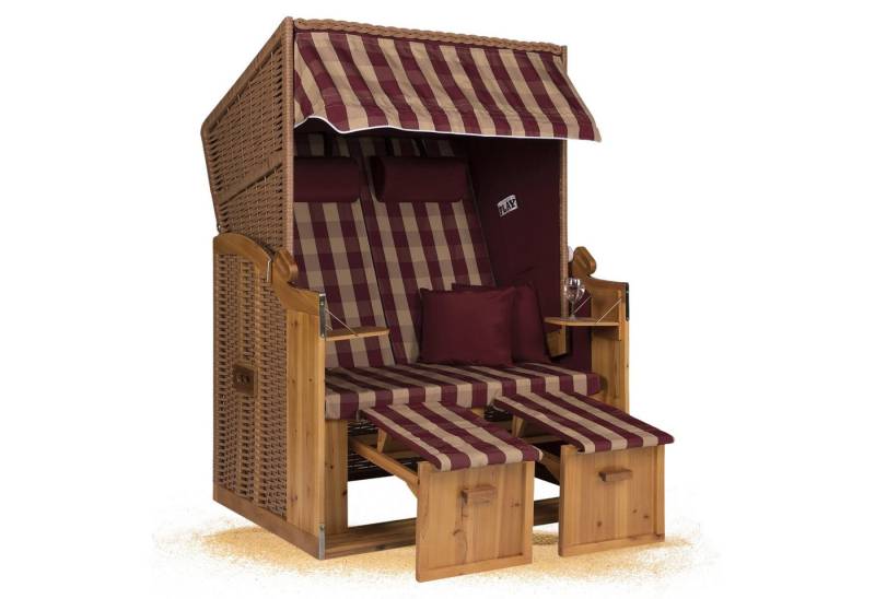 Strandkorb Hanse Strandkorb Strandkorb Ostsee 2 Sitzer burgund rot kariert, BxTxH: 120x80x160 cm, Volllieger, Ostsee-Modell von Strandkorb Hanse