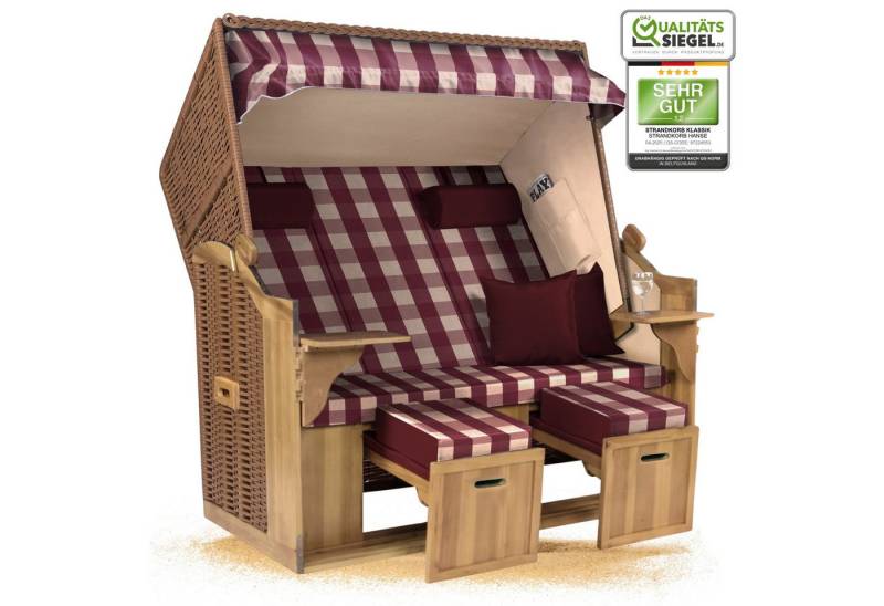 Strandkorb Hanse Strandkorb Strandkorb Ostsee XXL 2,5-Sitzer Volllieger Beige Rot, BxTxH: 150x80x160 cm, Ostsee XXL Volllieger, Ostsee 2,5-Sitzer Modell 2025, Stabiles Wacholder mit handgefertigtem Polyrattangeflecht von Strandkorb Hanse
