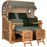Strandkorb Amrum Grande Bullauge Teak PE Banana Dessin 504 von Strandkorb.co