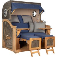 Strandkorb Amrum Grande Bullauge Teak PE Grey Dessin 595 von Strandkorb.co
