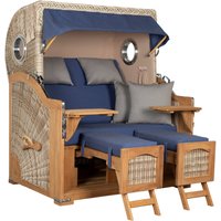 Strandkorb Amrum Grande Bullauge Teak PE Shell Dessin 595 von Strandkorb.co