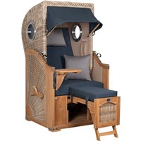 Strandkorb Amrum Single Bullauge Teak PE Shell Dessin 593 von Strandkorb.co