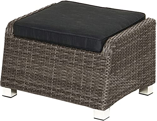 Rocking Living Hocker grau-Mix Fußbank Bank Fußhocker Rattanhocker Polyrattan von Strandkorbwerk