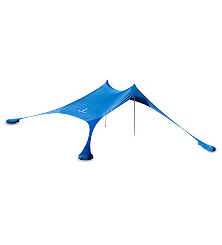 Premium Lycra Strandzelt – Strandmuschel Pop-Up Sonnensegel „Ole“ mit Alu-Stangen und befüllbaren Sand-Ankern Blau (210 x 210 cm) von Strandwerk