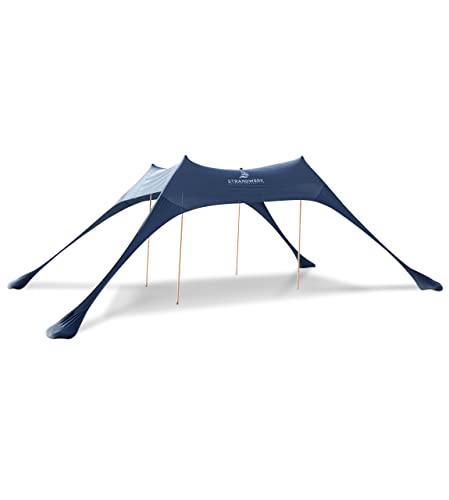 Premium Strandzelt – Strandmuschel Pop-Up Sonnensegel mit 4 Alu-Stangen und Sand-Ankern - Zelt Jasper dunkelblau von Strandwerk