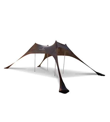 Premium Lycra Strandzelt – Strandmuschel Pop-Up Sonnensegel mit 4 Alu-Stangen und Sand-Ankern - Zelt Jasper dunkelgrau von Strandwerk