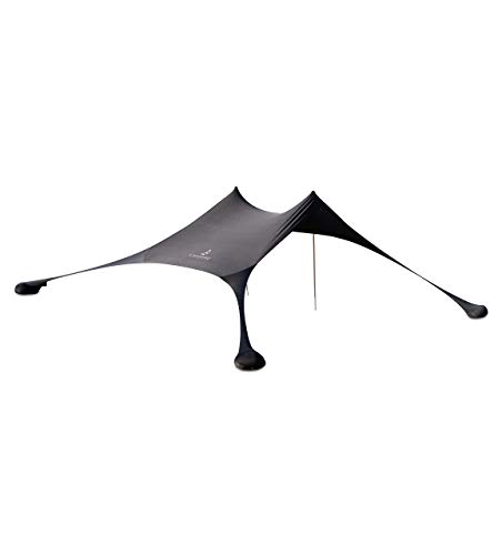 Strandwerk Premium Lycra Strandzelt – Strandmuschel Pop-Up Sonnensegel „Ole“ mit Alu-Stangen und befüllbaren Sand-Ankern Grau (210 x 210 cm) von Strandwerk