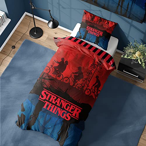 Stranger Things Bettwäsche-Set für Einzelbett, Motiv The Upside Down, offizielles Netflix, wendbar, mit Kissenbezug, Polycotton von Stranger Things