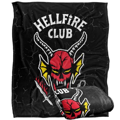 Stranger Things Hellfire Club Logo Silky Touch Superweiche Kuscheldecke 152 x 127 cm von Stranger Things
