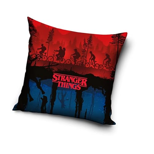 Stranger Things Kissenbezug, quadratisch, 40 x 40 cm, 100 % Polyester, Rot, 2 Stück von Stranger Things