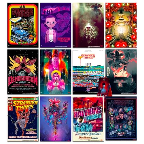Stranger Things Mini-Poster-Set – Netflix-Raumdekor-Set mit 12 Mini-Stranger Things Wandkunst-Postern plus Lesezeichen, 15,2 x 10,2 cm Netflix-Poster für Wände von Stranger Things