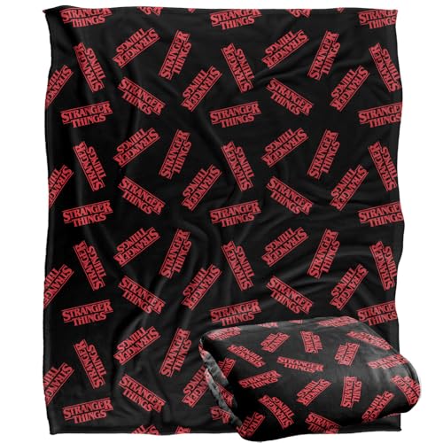 Stranger Things Optimalweiche Kuscheldecke mit Logomuster, Silky Touch, 152 x 127 cm von Stranger Things