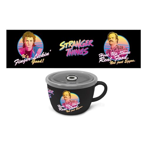 Stranger Things Suppen- und Snackbecher (Food Quotes Design) 600 ml Suppentasse mit Deckel, Tassen für Damen und Herren – Offizielles Merchandise-Produkt von Stranger Things