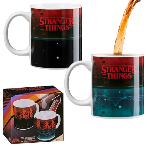 Stranger Things Tasse Farbwechsel, Magic Tasse mit Thermoeffekt Farbwechsel, Thermo Mug 30 cl - Offiziell Lizenzierter Fanartikel von Stranger Things