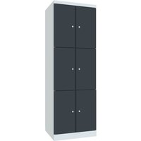 PAVOY Schließfachschrank mit aufschlagenden Türen, 2 x 3 Fächer, HxBxT 1.800 x 600 x 500 mm, anthrazitgrau, lichtgrau von Pavoy