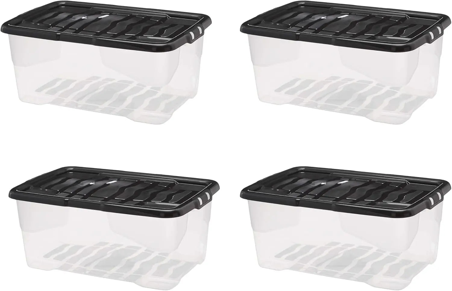B-Ware Strata Aufbewahrungsbox Curve Box 42 L Mit Deckel Transparent Schwarz 4er Set B-Ware Strata Aufbewahrungsbox Curve Box 42 L Mit Deckel Transparent Schwarz 4er Set von Strata