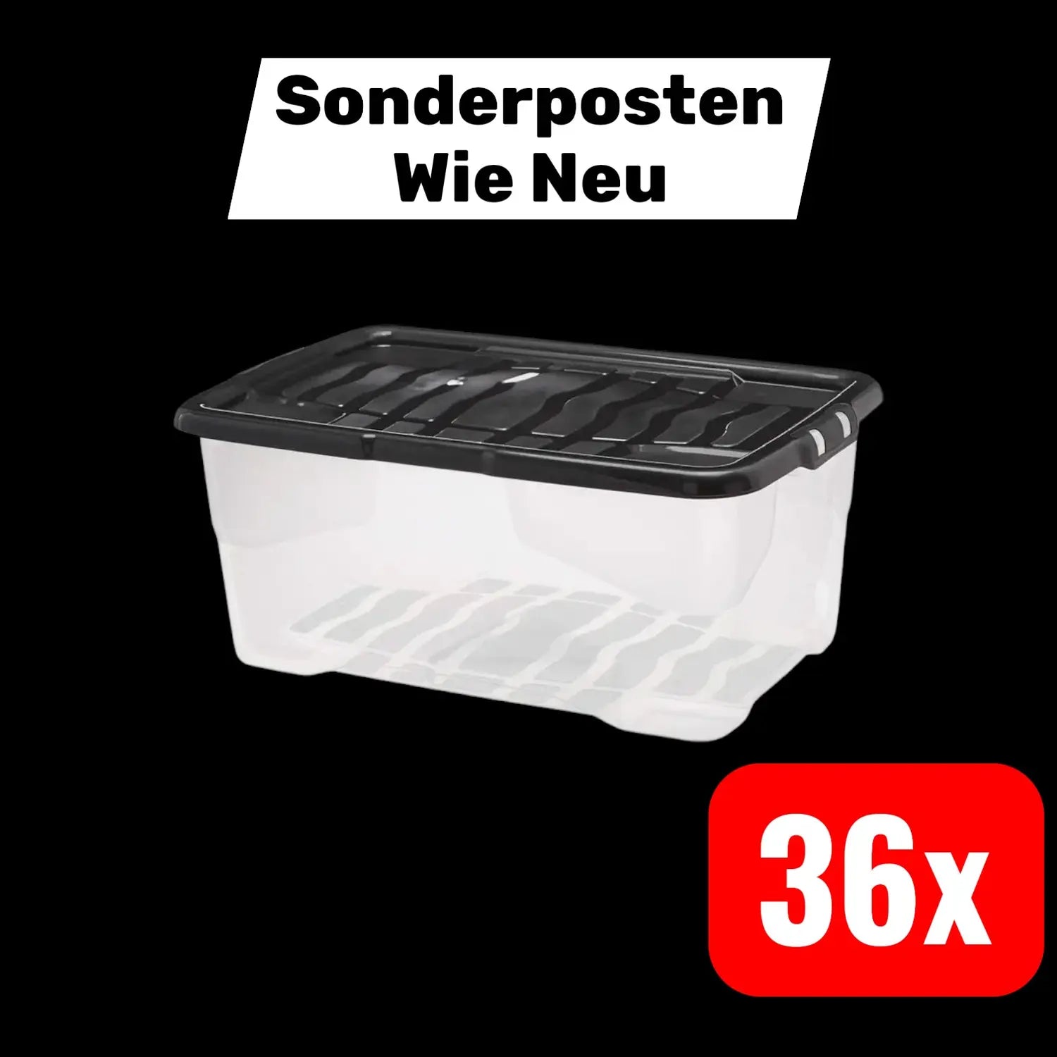 B-Ware Strata Aufbewahrungsbox Curve Box 42 L Mit Deckel Transparent Schwarz 9 Sets B-Ware Strata Aufbewahrungsbox Curve Box 42 L Mit Deckel Transparent Schwarz 9 Sets von Strata